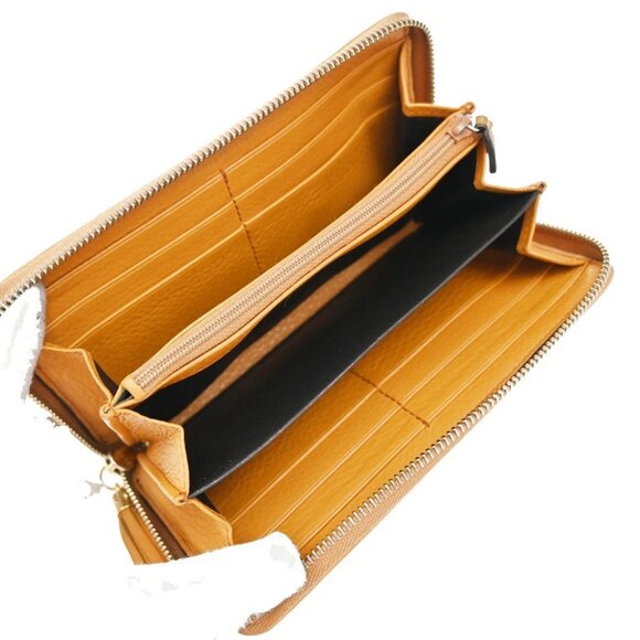 GUCCI Logo Interlocking GG Tassel Long Zipper Wallet Leather Orange GHW - Picture 8 of 14